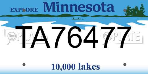 TA76477 Minnesota License Plate