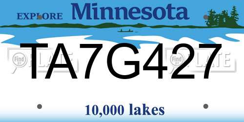 TA7G427 Minnesota License Plate