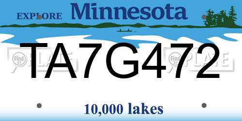 TA7G472 Minnesota License Plate