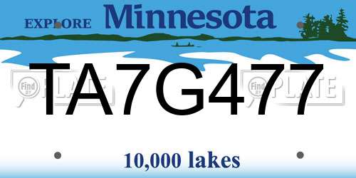TA7G477 Minnesota License Plate