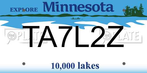 TA7L2Z Minnesota License Plate