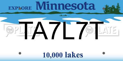 TA7L7T Minnesota License Plate