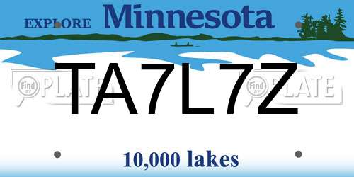 TA7L7Z Minnesota License Plate