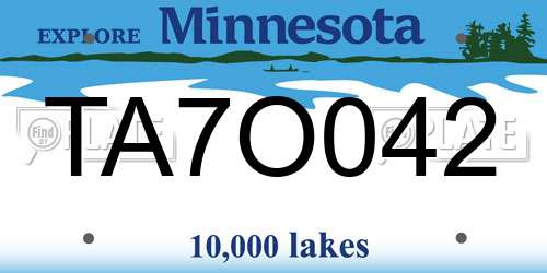 TA7O042 Minnesota License Plate