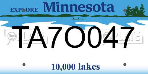 TA7O047 Minnesota License Plate