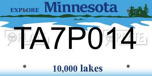 TA7P014 Minnesota License Plate