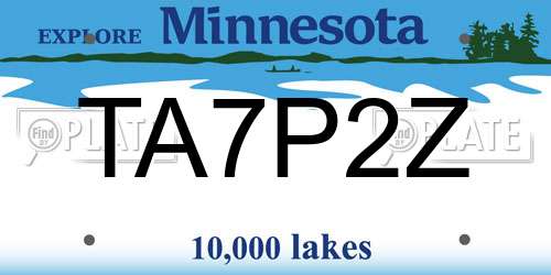 TA7P2Z Minnesota License Plate