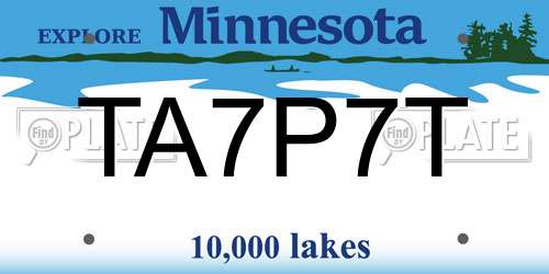 TA7P7T Minnesota License Plate