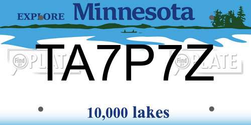 TA7P7Z Minnesota License Plate
