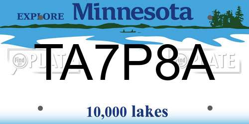 TA7P8A Minnesota License Plate