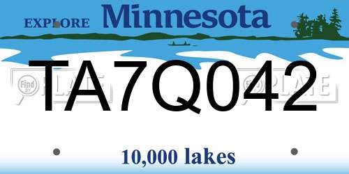 TA7Q042 Minnesota License Plate