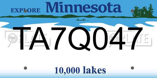 TA7Q047 Minnesota License Plate