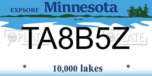 TA8B5Z Minnesota License Plate