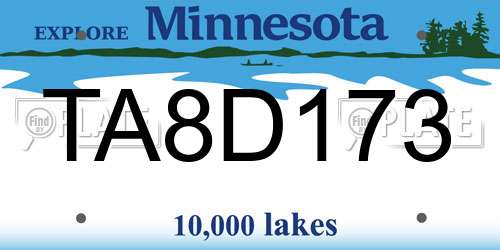 TA8D173 Minnesota License Plate
