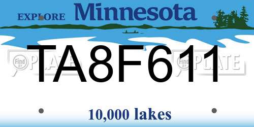 TA8F611 Minnesota License Plate