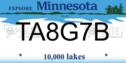 TA8G7B Minnesota License Plate