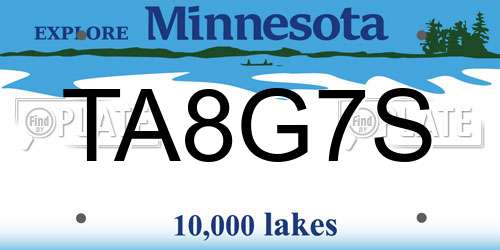 TA8G7S Minnesota License Plate