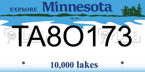 TA8O173 Minnesota License Plate