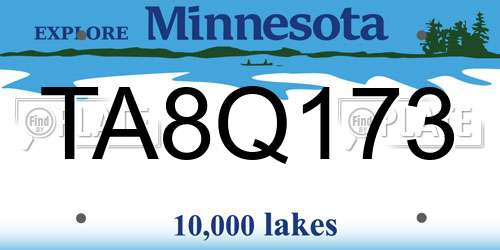 TA8Q173 Minnesota License Plate