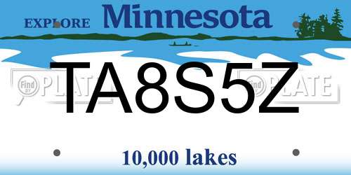 TA8S5Z Minnesota License Plate