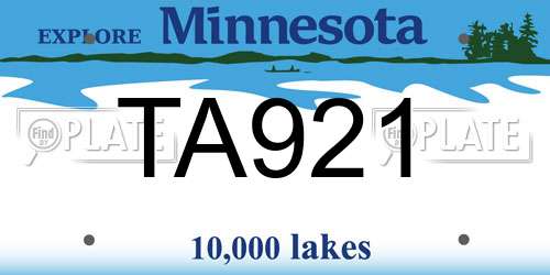 TA921 Minnesota License Plate