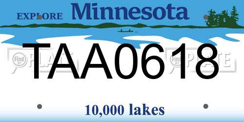 TAA0618 Minnesota License Plate