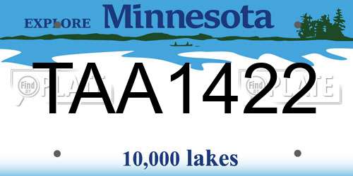 TAA1422 Minnesota License Plate