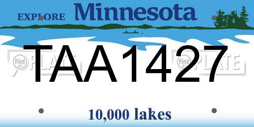 TAA1427 Minnesota License Plate