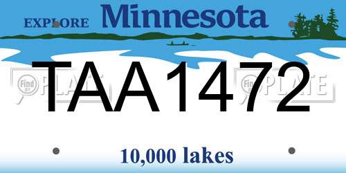 TAA1472 Minnesota License Plate