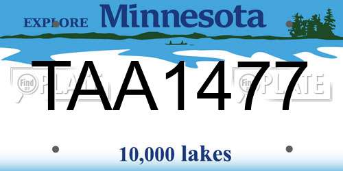 TAA1477 Minnesota License Plate
