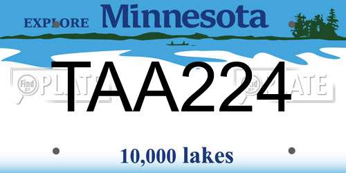 TAA224 Minnesota License Plate