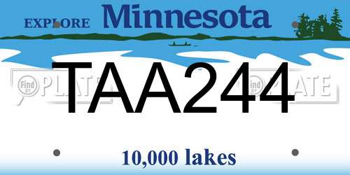 TAA244 Minnesota License Plate