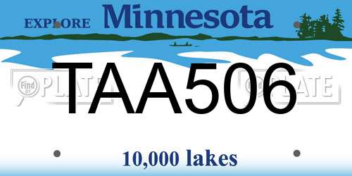 TAA506 Minnesota License Plate