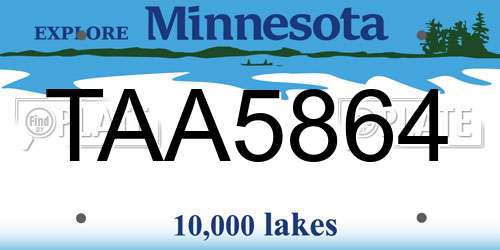 TAA5864 Minnesota License Plate