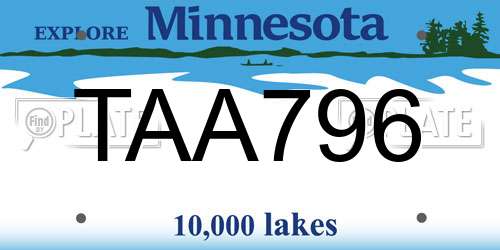 TAA796 Minnesota License Plate
