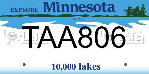 TAA806 Minnesota License Plate
