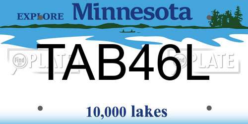 TAB46L Minnesota License Plate