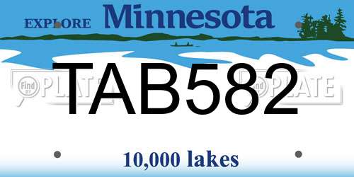 TAB582 Minnesota License Plate