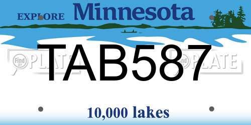 TAB587 Minnesota License Plate