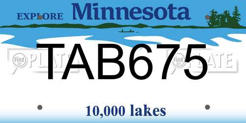 TAB675 Minnesota License Plate