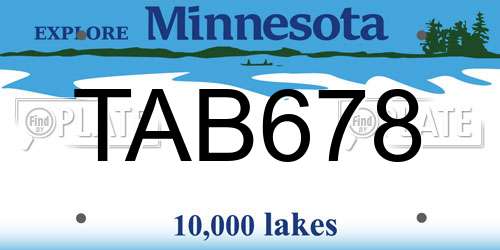TAB678 Minnesota License Plate