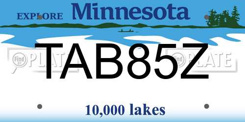 TAB85Z Minnesota License Plate