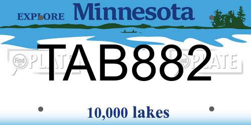 TAB882 Minnesota License Plate