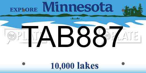 TAB887 Minnesota License Plate