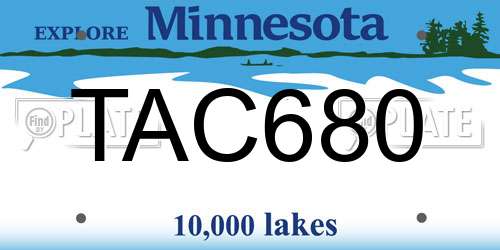 TAC680 Minnesota License Plate