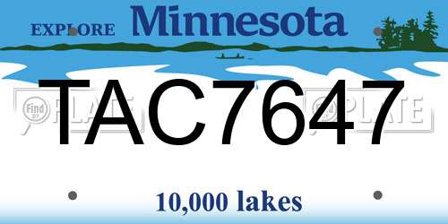 TAC7647 Minnesota License Plate
