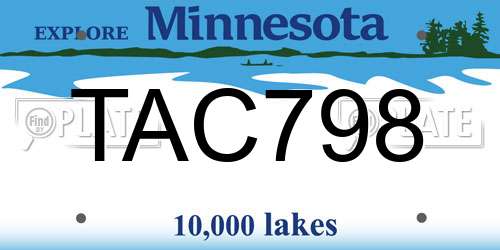 TAC798 Minnesota License Plate