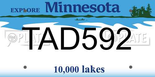 TAD592 Minnesota License Plate
