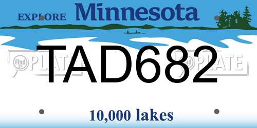 TAD682 Minnesota License Plate