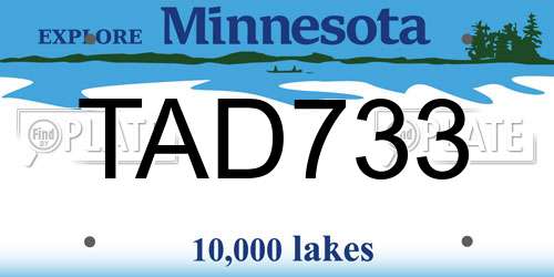 TAD733 Minnesota License Plate